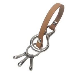 [highstyle] Tochigi Leather Key Chain, Men's, Women's, Made in Japan, Tochigi Leather, Carabiner & 3 Hook Long Key Holder, Camel