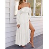 ZESICA Women's 2025 Boho Sexy Off Shoulder Long Sleeve Smocked