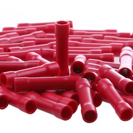 AIRIC UL Listed Red Butt Connectors Crimp Splice Terminals 100 pcs 22-16 AWG Electrical Connector, Fully Insulated PVC Wiring Crimps Terminal for 22,20,18,16 Gauge Wire