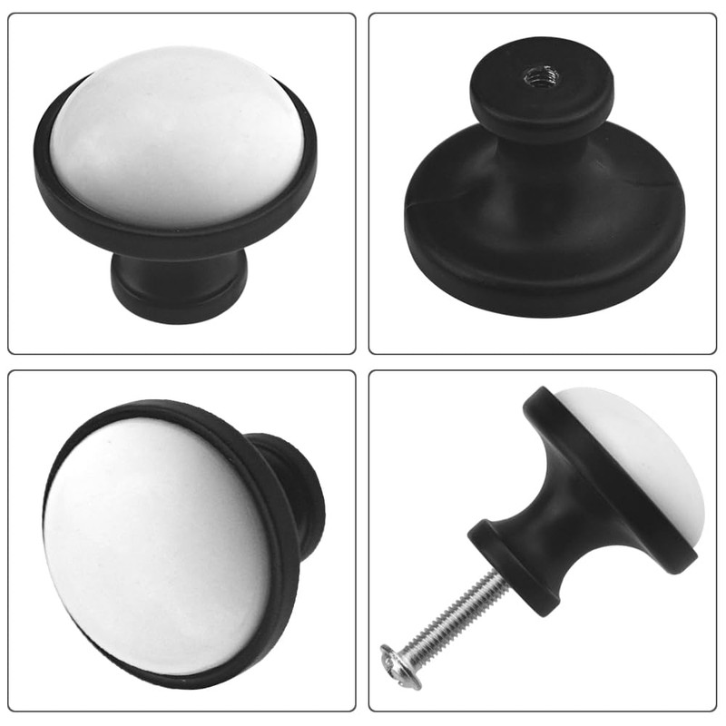 WMYCONGCONG 10 Pcs Black Kitchen Cabinet Knob Round Knobs 1.3"/33mm