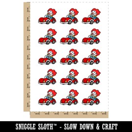 Comical Clown in Cartoon Car Temporary Tattoo Water Resistant Fake Body Art Set Collection - 15 2" Tattoos (1 Sheet)