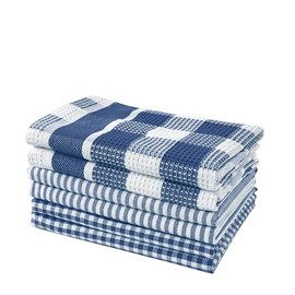LANE LINEN 100% Cotton Kitchen Towels - 6Pack Dish Cloths for Washing Dishes, Ultra Soft Quick Drying Dish Towels for Kitchen, Reusable Kitchen Dish Rags, Absorbent Kitchen Washcloths 12"x12" - Navy