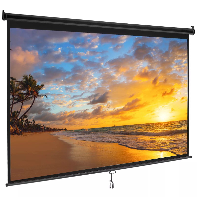 100" Projector Screen Manual Pull-down 16:10 Hd Projection Screen Office