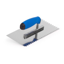 Mivos Toothed Smoothing Trowel 6 x 6 mm - Stainless Steel Serrated Smoothing Trowel 270 x 130 mm - Toothed Trowel with Soft Grip - Rustproof Smoothing Trowel with 6 mm Teeth - Made in EU