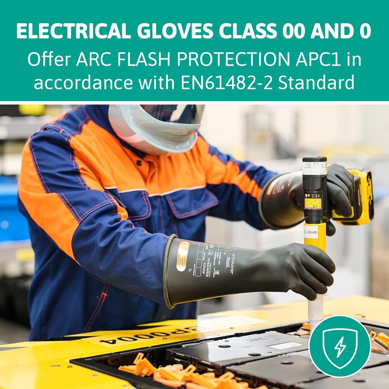 Ansell ActivArmr Electrician Work Gloves, Electrical Protection Class 00 (500V),