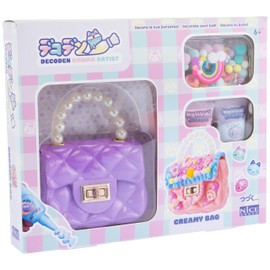 MOMOMI Decoden Cream Bag, 1 Kit per Decorazione Artigianale Borsetta con Crema Sintetica, Charms e Perline
