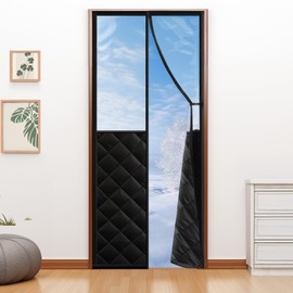 Magnetic Thermal Insulated Curtain for 36"x 80" Doors - Visible Cover to Prevent Draft, Self-Closing Thick Blanket for Doorway to Keep Warm in Winter, Cool in Summer