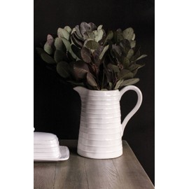 Creative Co-Op DA3081 White Ceramic Pitcher,84 Ounce