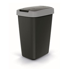 Keden Compacta Q Rubbish Bin with Swing and Hinged Lid, 12 L, Plastic Waste Separation, Waste Container, Recycling Waste Bin (Black/Smooth Grey)