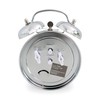 Mechanical lift alarm clock with classic bell ringer, illuminated hands