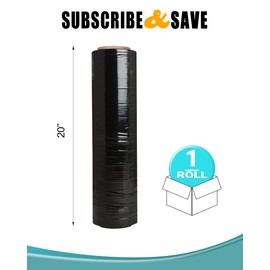 APQ Blown Machine Stretch Film 20" x 5000'. Black Machine Stretch Wrap, 80 Gauge. Tear Resistant Residue Free Film for Shipping, Wrapping. Industrial Grade Pallet Shrink Wrap Film for Irregular Loads