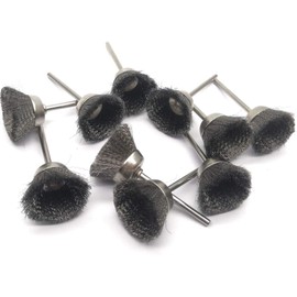 10Pcs 1" Dia Stainless Steel Cup Shape Wire Brushes with 1/8" Shank, Polishing Brush for Rotary Tools