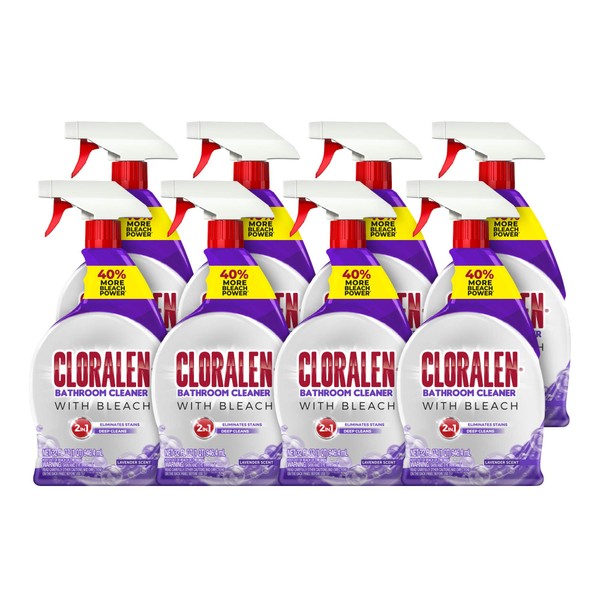 Cloralen - Bathroom Cleaning Spray, Lavender Scent - 32 Fl. Oz. Per Bottle, Pack Of 8 - Ideal For Large Families Or Business, Office Use
