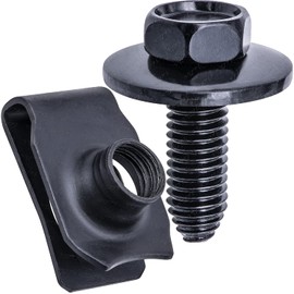 Rexka 15 Sets M8-1.25 X 25mm Body Bolts & Extruded U Nuts Kit for GM Ford Chrysler Jeep Dodge - Multipurpose Bumper Fender Engine Hood Shield Panel - 11503619 11500660 11502617 N623333-S2 6101283