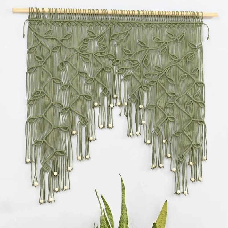 M MANUAL Macrame Valance Curtain for Kichen Windows 33.46x37.4Inch Farmhouse