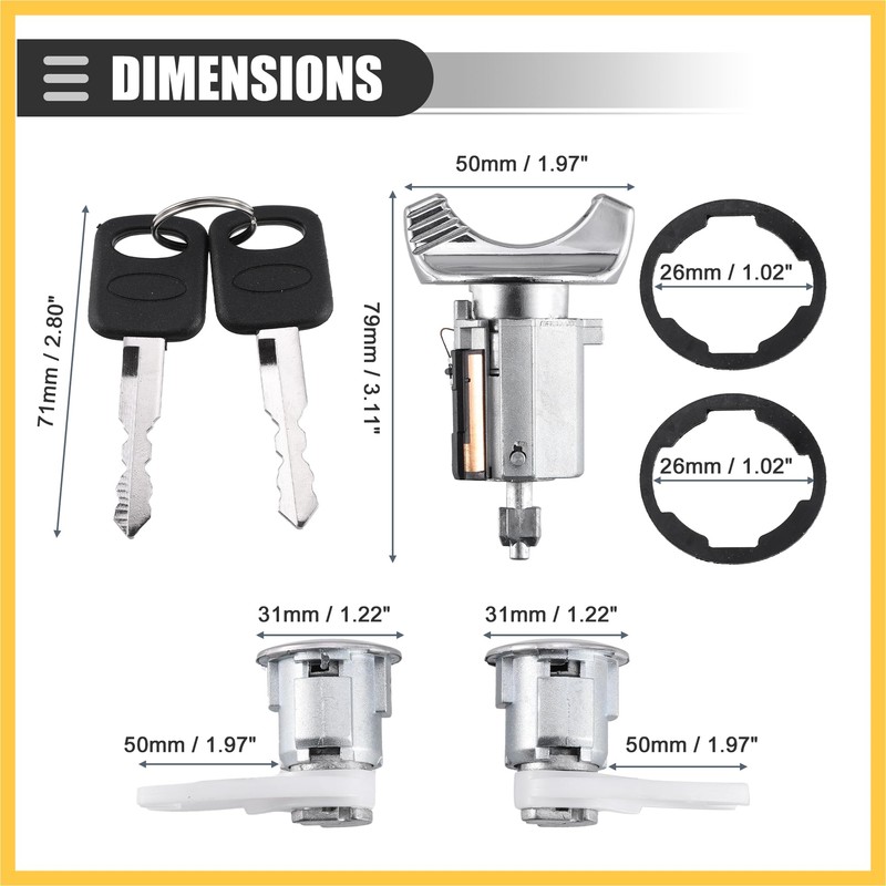 REPAIROCK Ignition Switch Lock Cylinder, Door Lock Cylinder Kit, for