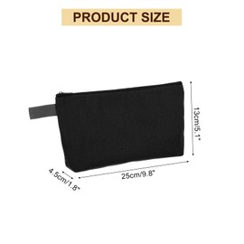 sourcing map Canvas Makeup Bags, 10 Pcs Travel Cosmetic Bags Bulk, Multipurpose Plain Toiletry Zipper Pouches Blank DIY Craft Bags Pencil Bag for Women Teens, Black