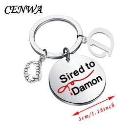 CENWA Inspired Jewelry Mystic Falls Gift Sired to Damon Keychains Team Salvatore Gift (Sired to Damon K)