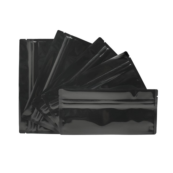 Supply Masters Barrier Bags #1: Black Mylar Clear Front Resealable Foil Pouches, Perfect Ziplock Bags for Food Storage & Small Product, Durable Ziplock Closures – Premium Storage Supplies 100 pcs