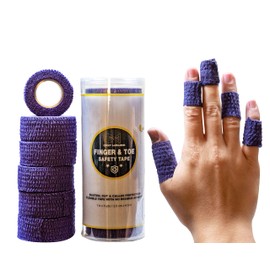 GRIP MAMBA Finger & Toe Safety Tape, 1 inch Wide Flexible Protective Tape w/No Residue Adhesive, Cut Callus & Blister Protection, Sleeve Support & Stretch Bandage Wrap for Fingers Toes,6 Rolls-Purple