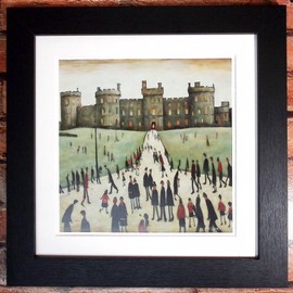Greetingles Lowry-Style 12"/31cm Square Framed Print. Beautiful Black Ash Frame (Lowry, Windsor Castle)