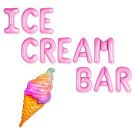 Ice Cream Bar Supplies Decoration Sign Ice Cream Birthday Decoration Sundae Funday Decoration for Summer Birthday Party Supplies Baby Shower Classroom