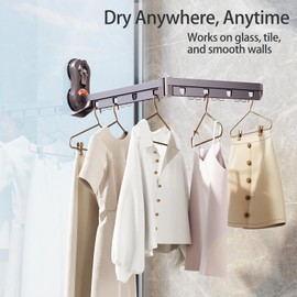 Viongna Clothes Drying Rack with Suction Cup, Can Hang 8 Clothes & 6 Socks, Portable Drying Rack, Laundry Clothes Hanger, Collapsible Clothing Racks for RV, Dorm, Travel, Laundry Room, Hotel