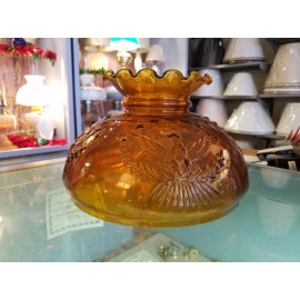 H & H NOS  Vintage Amber 10" Glass Shade - Eagle Pattern. Fits Aladdin, Rayo, B & H, +
