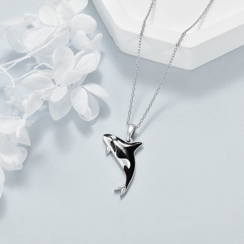 YFN Orca Killer Whale Necklace for Women Sterling Silver Orca