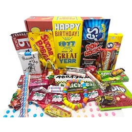 RETRO CANDY YUM ~ 1977 48th Birthday Gift Box Nostalgic Candy Mix from Childhood for 48 Year Old Man or Woman Born 1977 Jr