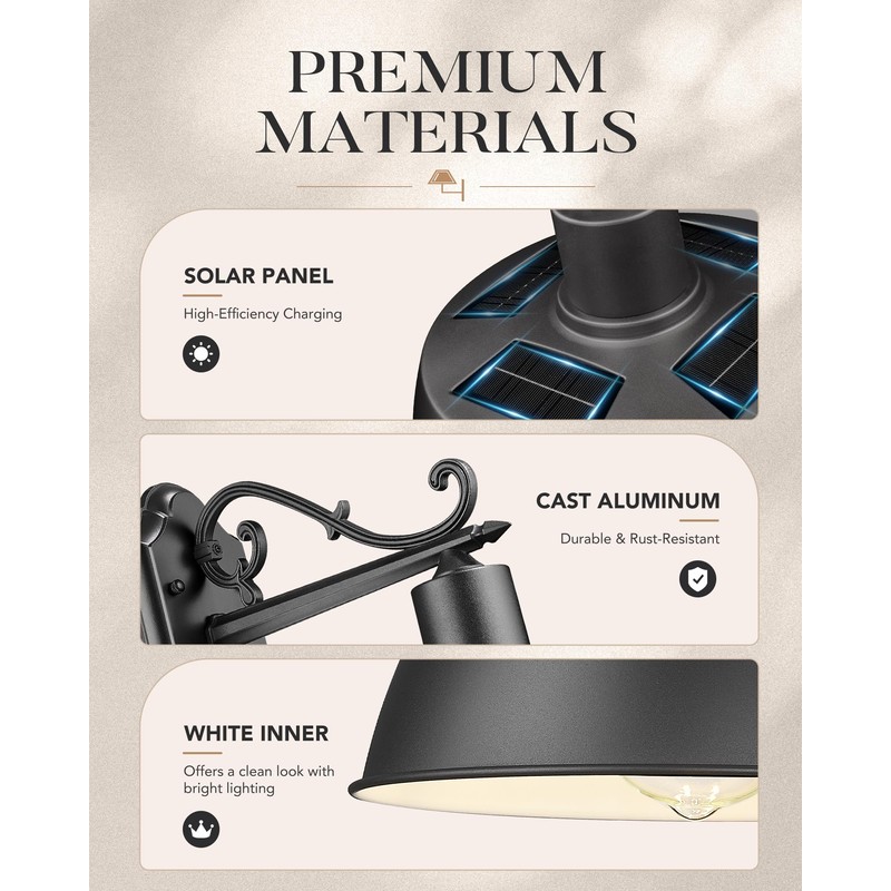 Solar Powered Barn Lights Outdoor, Dusk to Dawn 12.4" Outdoor