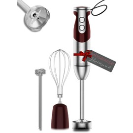 MEGAWISE 3-in-1 Immersion Hand blender, Powerful MOTOR & Stainless Steel Stick Blender, 4 Sharpe Blades with Whisk, Milk Frother Attachments