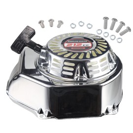 Premium Pull Start Recoil Starter Assembly Kit w/Fan Cover Shroud Perfect Fit for Predator 212 Coleman BT200X/CT200U 212cc Mini Bikes & Honda GX120/GX160/GX200 Engines Silver