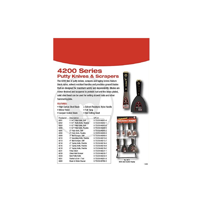 Red Devil 4209 3" Stiff Wall Scraper , Black ,