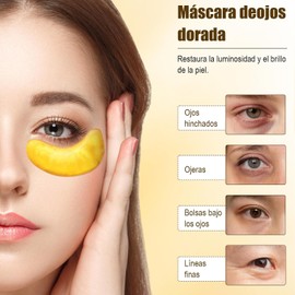 40 Pares de Parches para Ojos-Máscaras de Colágeno de 24 K en Polvo de Oro, Antifaz Antiarrugas, Se Utiliza para Hidratar y Reducir la Apariencia de Líneas Finas y Ojeras.
