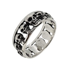 Treasure Bay 8mm Sterling Silver Skulls Ring (W)