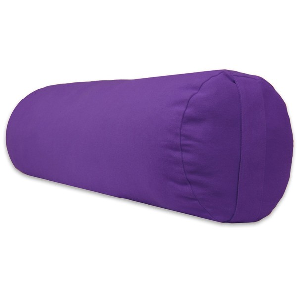 YogaAccessories Supportive Round Cotton Yoga Bolster - Purple
