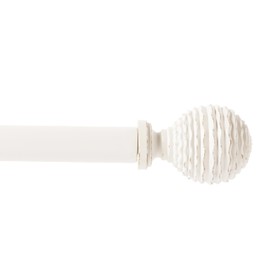 eTeckram 5/8" Single Curtain Rod with Boule Finials (Weathered White, 28''-48'')