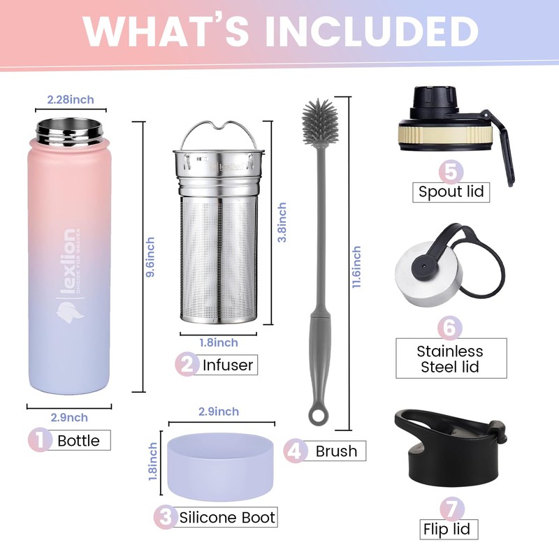 Lexlion Tea Infuser Bottle - Fruit Infuser Water Bottle 22