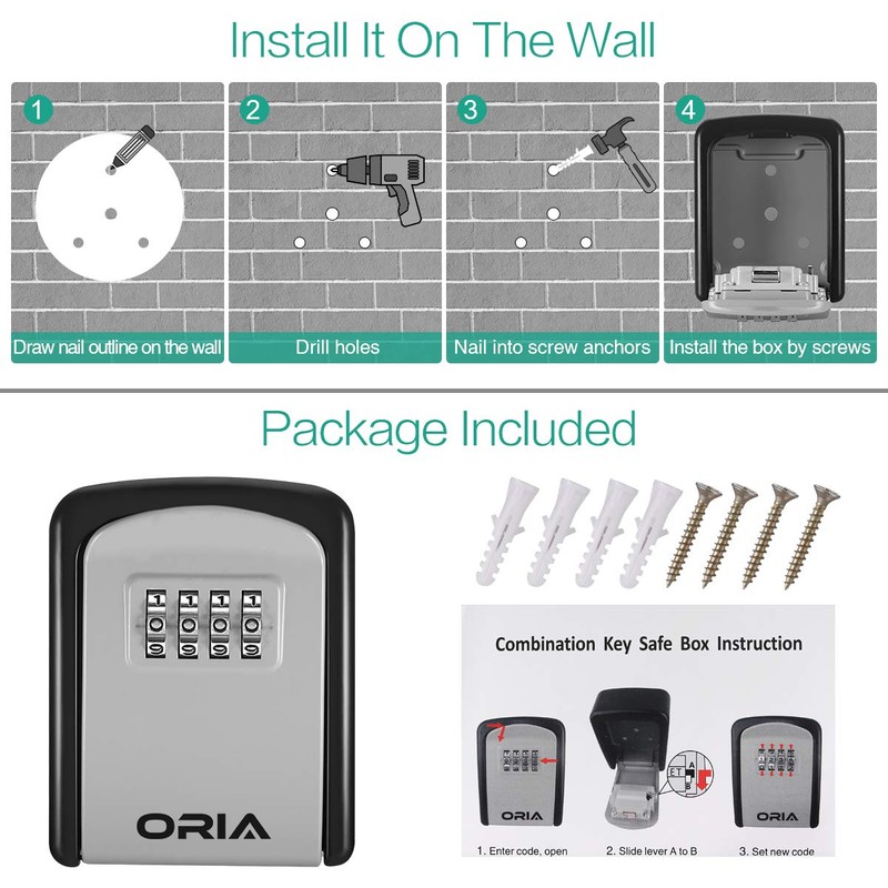 ORIA Key Safe Key Box, Pack of 2 Key Safe