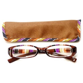 Calabria 731 Striped Reading Glasses w/Matching Case in Chocolate +4.00