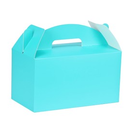 Aosric 12 pcs Party Favor Boxes, 9.45x5x5 Inch Teal Treat Boxes, Gable Boxes Candy Boxes Goodie Boxes Paper Gift Boxes with Handles for Kids Birthday Party Decoration Baby Shower Wedding