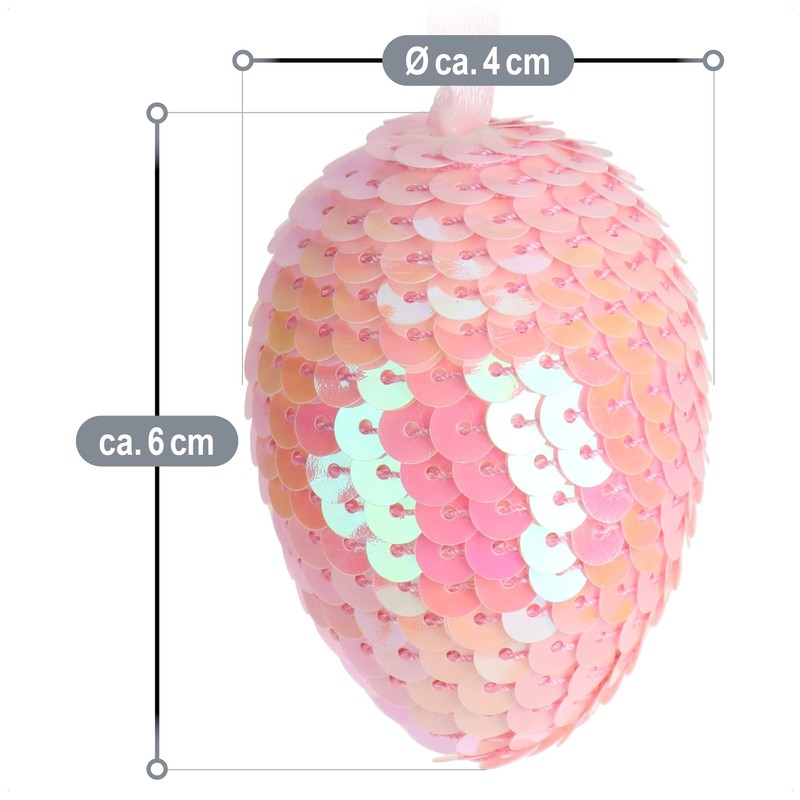 com-four® 12 x Easter eggs with sparkling sequins, sequin eggs