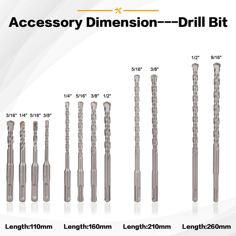 Gickbusus 17 PCS Rotary Hammer Drill Bits and Chisel Set,