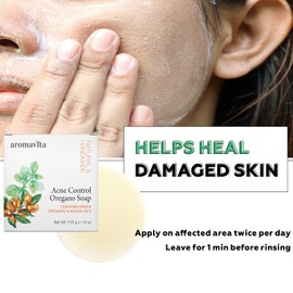 Aromavita Facial Acne Control Soap - Oregano Oil and Argan Oil Soap - Natural Cleansing Face Wash - Topical Skin Cleanser Soap