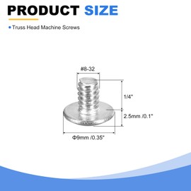 uxcell #8-32 x 1/4" Truss Head Phillips Machine Screws, Full Thread, Phillips Drive, 304 Stainless Steel 18-8, Quantity 100