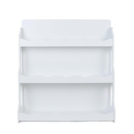 AMMEHOELA Kids Book Shelf Wooden Montessori Bookshelf Dutch Design 3Tier Scalloped,SnowfallWhite