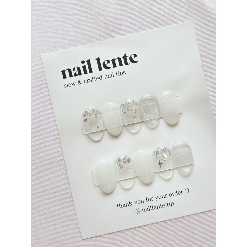 White sequin nails, silver magnet gel, wedding nails, handmade nail