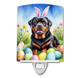 Caroline's Treasures Rottweiler Easter Egg Hunt Ceramic Night Light Compact, UL-Certified, Ideal for Bedroom, Bathroom, Nursery, Hallway, Kitchen, 6x4x3, Multicolor