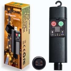 Rechargeable Light String Replacement Adapter with USB Charge Port - LED Power Supply - 8 Modes Timer - Waterproof & Portable Transformer for Christmas Lighting,String Light,Inflatable Device (1 PCS)